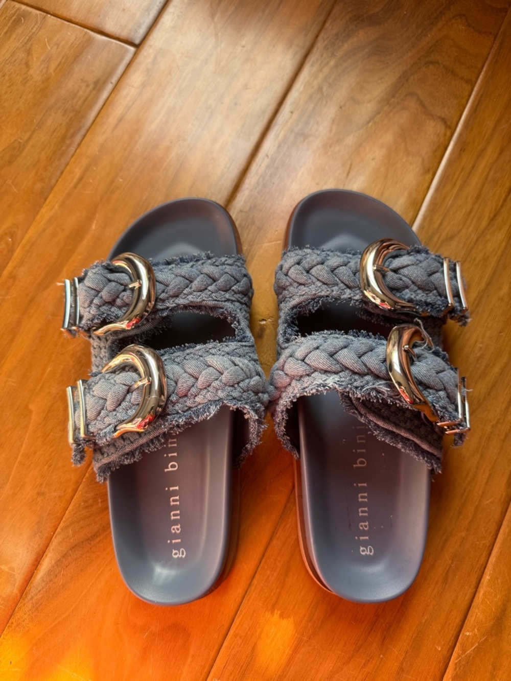 NWT Gianni Bini CecilTwo Braided Denim Double Banded Platform Sandals Sz 6,5 - Picture 13 of 15